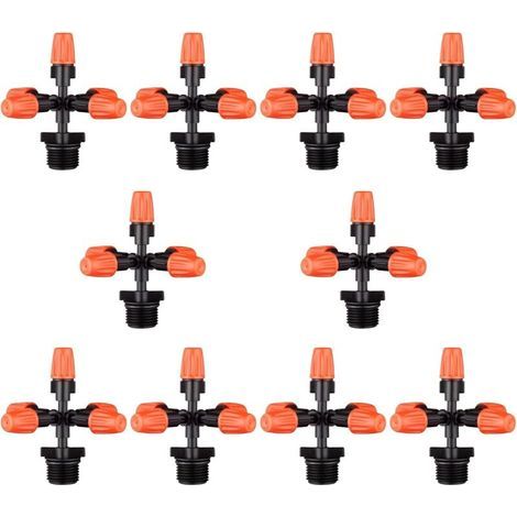[NEVER USED] Garden Sprinkler 10pcs 360 Degree 6mm Cross Atomizing Sprinklers with 1/2 Inch Male Thread Connectors Garden Irrigation Cooling Misting Nozzles (1/4)