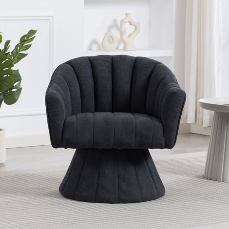 Fauteuil pivotant élégant à 360° avec rembourrage ergonomique de l’assise et du dossier, accoudoirs enveloppants, design moderne et base stable, idéal pour le bureau, le salon ou le télétravail, gris (1/5)