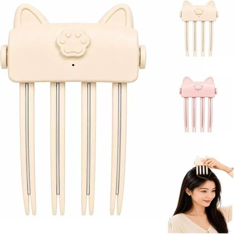 Pince à cheveux chauffante rechargeable Irovami pour chignon haut, maintien naturel longue durée, outil volumisant pour frange et chignon haut, beige (1/2)