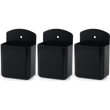(Noir) Lot de 3 boîtes rangement murales porte-marqueurs autocollants porte-stylos étagère murale pour la maison le bureau l'école Noir (1/5)