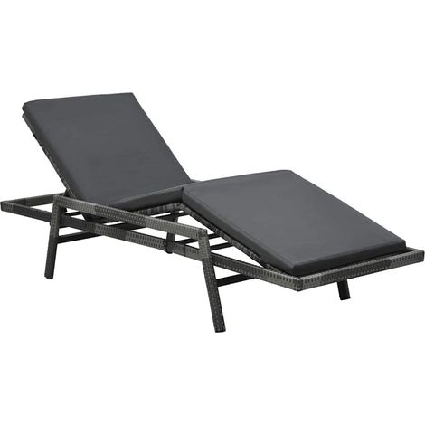 vidaXL Tumbona de jardín con cojín de ratán sintético gris (1/5)