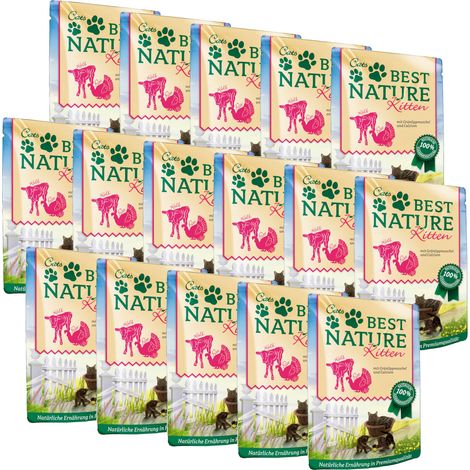 Best Nature Kitten Pute + Kalb, Nassfutter für Katzen - 16x 85g