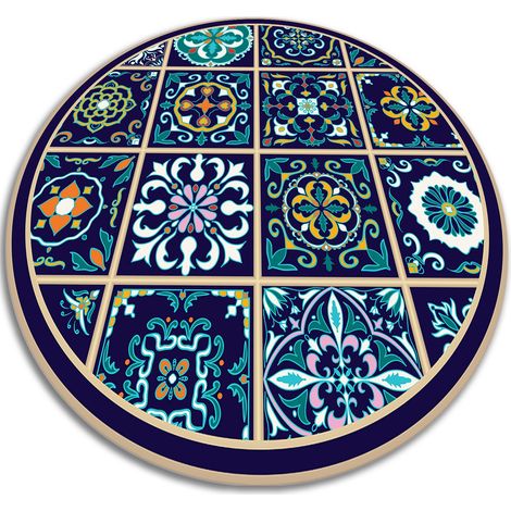 Tapis de protection de sol, Parfait pour Chambre et Salon - Carreaux portugais - ⌀fi150 cm - Tapis d'éveil (1/5)