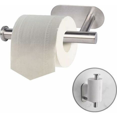 Porte Papier Toilette Auto-adhésif - Derouleur Papier Toilette WC sans Percage, Support Mural en Acier Inox pour Salle de Bain (1/5)