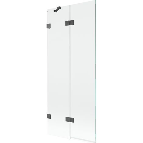 Mexen Lunar Duschwand 2-teilig links 80 x 150 cm, transparent, gebürstetes Gun Gray - 897-080-100-66-00-L (1/5)