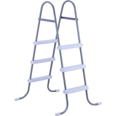 Mophorn Escalera de 3 peldaños para piscina desmontable, soporta hasta 136 kg, fabricada en acero al carbono, patas de goma y pasamanos ergonómicos, ideal para piscinas elevadas de 106,7 cm (1/5)