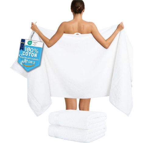 Serviettes de Sauna Lot de 2 80x200 cm, Serviette de Douche XL (1/5)