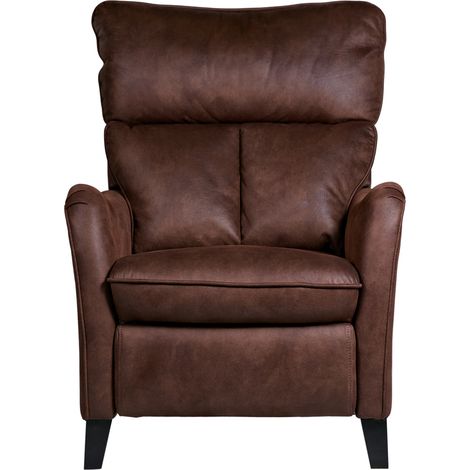 Fauteuil relax manuel en microfibre couleur chocolat - Longueur 76 x Profondeur 90 x Hauteur 108 cm (1/4)