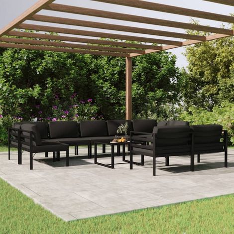 10-tlg. Garten-Lounge-Set mit Kissen Aluminium Anthrazit (1/5)