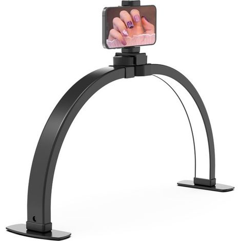 Lampe de bureau, lampe de manucure, lampe de bureau pour prothésiste ongulaire, lampe en forme de croissant de lune, grande lampe de table LED arquée pour prothésistes ongulaires avec support pour tél (1/5)