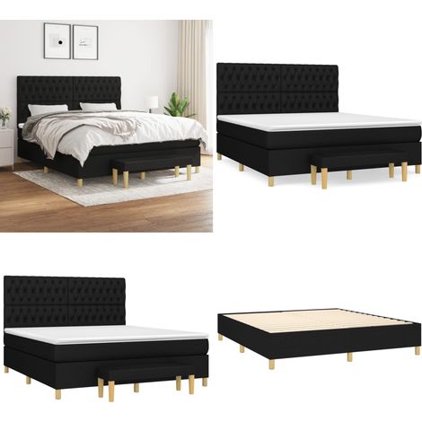 Boxspringbett mit Matratze Schwarz 180x200 cm Stoff - Boxspringbett - Doppelbett - Schlafsofa - Bettsystem - Bettgestell - Home & Living (1/5)