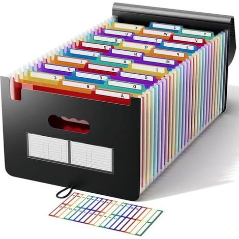 Organiseur de fichiers - Format A4 - 26 porte-cartes - Étiquettes de couleur - A-Z - Modèle coulissant (1/5)