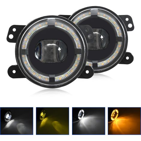 Phares antibrouillard LED 4 pouces 200 W pour voiture, 20 000 lm, étanches, pour pare-chocs, compatibles Jeep Wrangler et véhicules tout-terrain. (1/4)