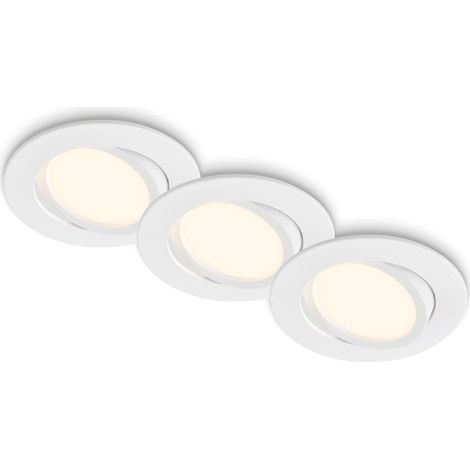 Briloner PIWO Set di 3 faretti LED da incasso 230V, orientabili, colore della luce bianco caldo, bianco, Ø8 x 2,2 cm