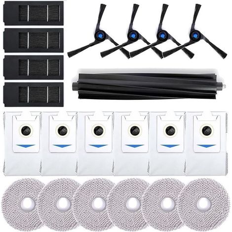 Juego de 21 accesorios compatibles con Ecovacs Deebot X2 Omni (1 cepillo principal, 4 cepillos laterales, 4 filtros, 6 mopas, 6 bolsas para polvo) (1/5)