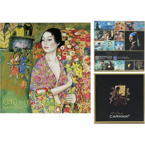 Carmani, posavasos de cristal de aprox. 11,5 x 11,5 cm - Gustav Klimt/Bailarina (1/5)