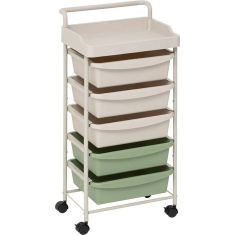 Tour de Rangement 5 Tiroirs "Deskolor" 82cm Beige