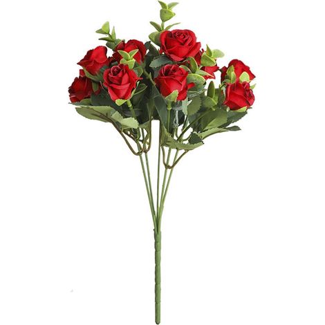 Roses Artificielles - Bouquet de Roses Simulées en Soie et Plastique - Décoration Intérieure pour Mariage Bureau Maison Jardin - 1 Pièce (1/3)