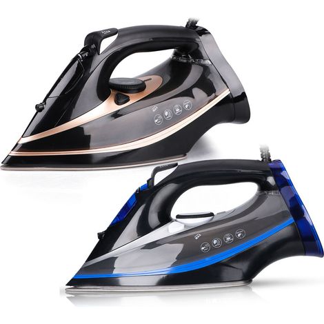 Ferro da stiro a vapore, 2200 W, ferro da stiro a vapore portatile, mini ferro da stiro, macchina da stiro per vestiti da dormitorio, piastra in ceramica - Nero e oro (1/4)
