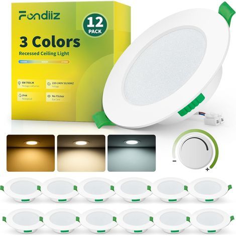 Set of 12 Recessed LED Spotlights, Dimmable, Adjustable Color Temperature, IP44, for Bathroom, Kitchen, Living Room (1/5)