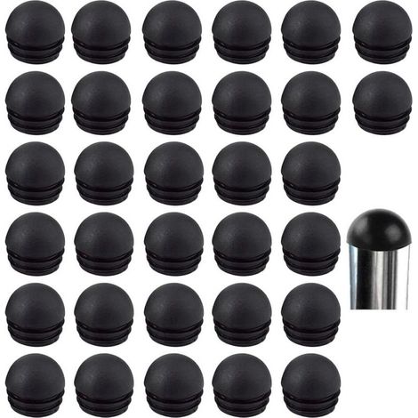 Tapones redondos negros para tubos de sillas, tapones para patas de sillas, tapones de goma para patas de sillas, protectores para patas de sillas (32 piezas, 19 mm) -Crezuo