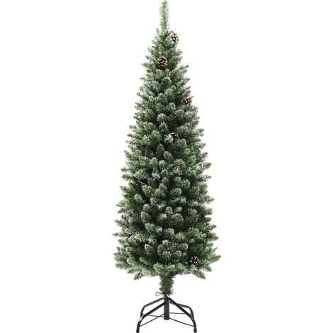 Sapin Noël artificiel 150 cm, 395 branches, 30 pommes pin, support métallique, salon intérieur, vert (1/5)