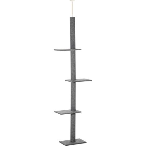 Rascador De Altura Regulable Árbol Trepador Para Gatos, Árbol De Juegos, Gris, 43X27X228-260Cm