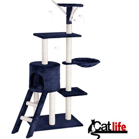 Tiragraffi per Gatti Albero Sisal Parco Giochi Gioco Gatto Tira Graffi Blu Scuro