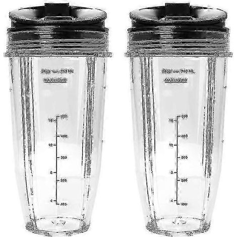 Lot de 2 gobelets de rechange de 710 ml avec couvercle à bec verseur pour blenders Nutri Ninja Auto IQ Series BL450/BL454 (Haoyi) (1/5)