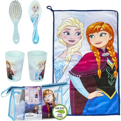 Frozen Elsa e Anna Set 3 Pz Asilo: Asciugamano, Spazzola e Bicchiere