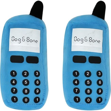Lot de 2 peluches amusantes en forme de téléphone portable pour chien, chiot - Jouet d'entraînement à mâcher - Peluche douce pour animaux de compagnie - Chiots de petite et moyenne taille - Bleu (1/5)