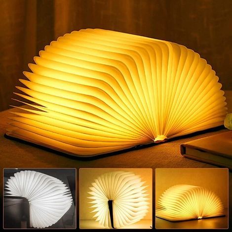 Lampe de lecture LED pliable, lampe de bureau rechargeable USB, éclairage d'ambiance blanc chaud, lampe de chevet pour enfants, petite amie, cadeau, décoration intérieure (12 x 9 x 2,5 cm) (1/5)