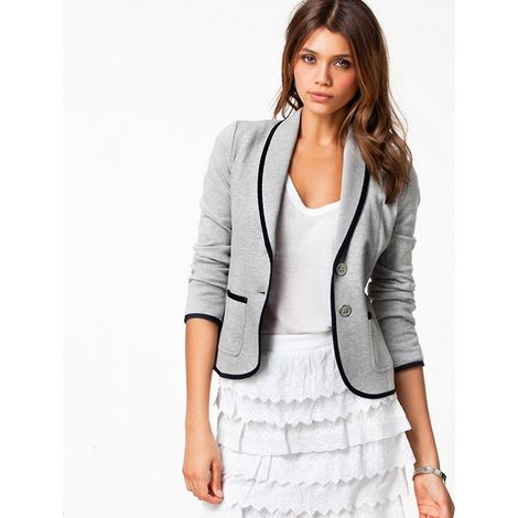 Veste blazer courte femme tailleur veste de travail formelle gilet manteau (1/4)