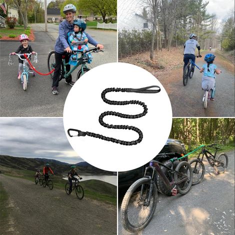 Corde de remorquage pour VTT, élastique et réfléchissante, avec sac de rangement, idéale pour les enfants et les adultes. Compatible VTT et enfants. (1/5)