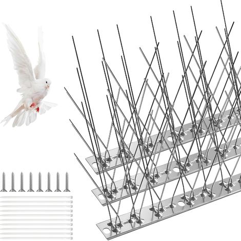 1.75M Pic Anti-Pigeon en Acier Inoxydable (7PCSx25CM), Pique Anti Oiseaux pour éloigner Corbeaux et Petits Oiseaux avec 10 Attaches-Câbles en Plastique pour Toitures, Fenêtres (1/5)
