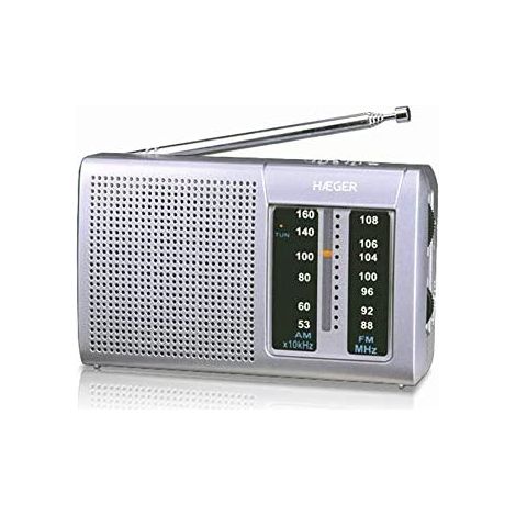 HAEGER Goal - Radio Am/FM portatile con antenna telescopica da 32 cm, cinturino da polso, connessione jack per cuffie (1/4)