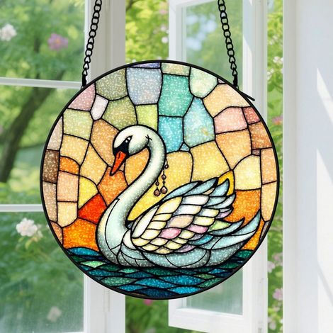 Suspension en vitrail, attrape-soleil artistique unique minimaliste, décoration intérieure colorée, cadeau Noël pour femme, homme, sœur 15 cm (1/5)