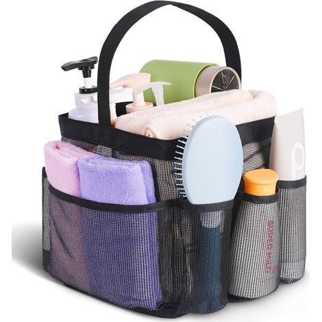 Portable mesh shower caddy for university dorms with 8 large capacity pockets, shower bag for the beach, swimming, gym (1/5)