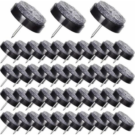 Lot de 50 patins en feutre pour chaise diamtre 24 mm protection des pieds de meubles couleur noire TAPIS (1/5)