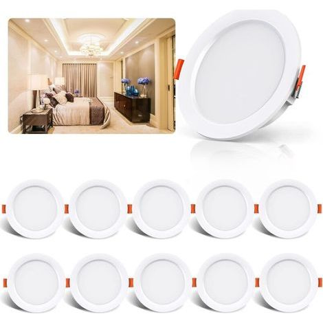 RHG LED-Einbaustrahler, 10er-Pack, 5 W, 500 Lumen (entspricht 50 W Glühlampe), 4000 K Weiß, extraflache LED-Strahler für Bad, Küche, Wohnzimmer, Flur (1/5)