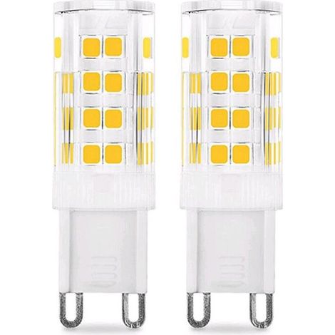 Bombilla LED G9 de 5W (equivalente a halógena de 50W), 450LM, 220V, blanco frío 6000K, AC100-240V, no regulable, ahorro de energía, base cerámica, casquillo G9 estándar, paquete de 6 [Clase de energía (1/5)