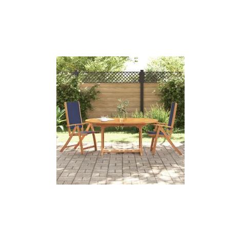 Chaises pliables de jardin lot de 2 bois d'acacia et textilène (1/5)