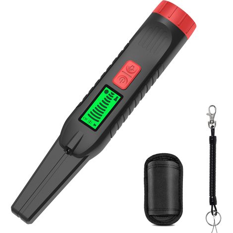 Detector de metales portátil e impermeable de 360° con luz LED, vibración e indicación sonora para joyas, oro, plata y hierro.