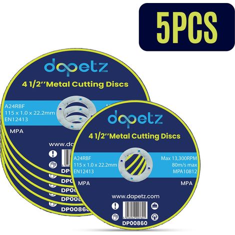 Dapetz ® Metal Cutting Discs 115mm Stainless Steel For Angle Grinder 115 x 1 x 22.2mm High Performance Grinder Discs With 22.2mm Bore For Precise Cutting & Smooth Grinding 5PCS (1/5)