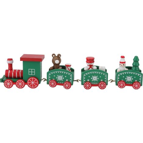 Train en bois mini jouet artisanal déco Noël cadeau innovant pour enfants fête ornement (1/5)