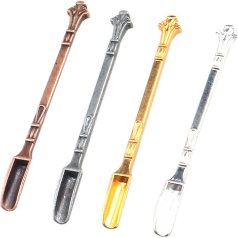 Lot de 4 cuillères de médecine micro Scoop en acier inoxydable - Pour médecine, sels, herbes, sable, paillettes - Pelle à épices - Petites boîtes à épices (4 couleurs) (1/2)