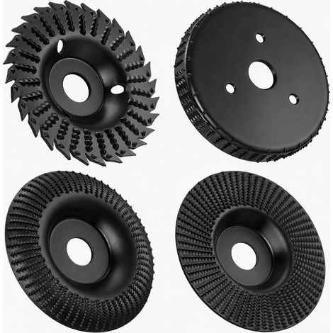 Lot de 4 disques de fraisage pour meuleuse d'angle en bois de 125 mm avec disque abrasif de 22,2 mm pour façonner, poncer et couper le bois de 125 mm
