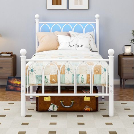 Bett Bettgestell 90x200 mit LED und Stauraum Eisen OKMYHOME (1/5)