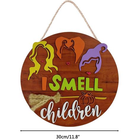 Panneau de porte en bois à suspendre pour Halloween, idéal pour décorer la maison ou l'extérieur avec une sorcière. Décoration murale extérieure pour la maison ou le jardin. (1/5)