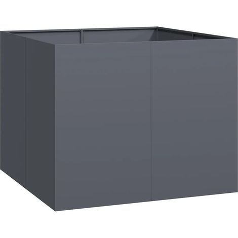 Jardinière carrée moderne 100 x 100 x 80 cm fond ouvert robuste pour jardin balcon en acier anthracite